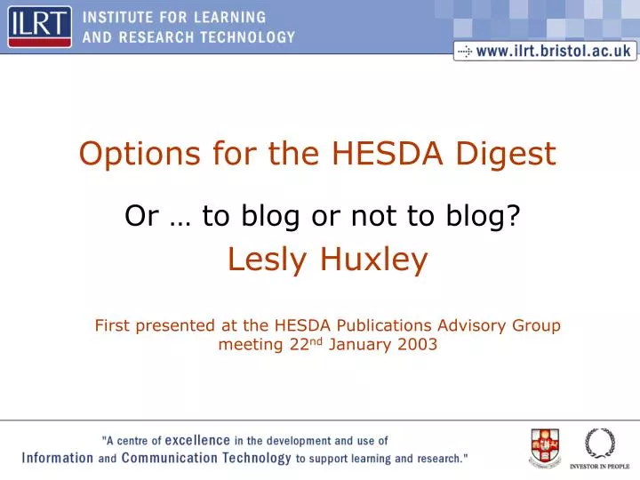 options for the hesda digest