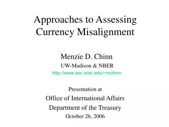 approaches to assessing currency misalignment