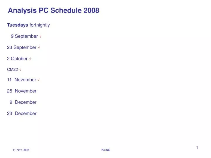 analysis pc schedule 2008