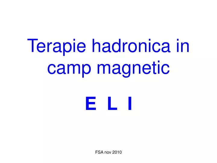 terapie hadronica in camp magnetic e l i