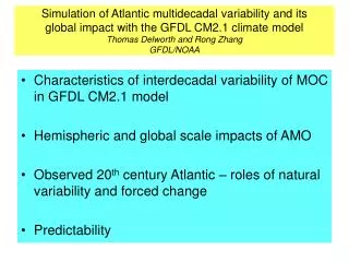 Characteristics of interdecadal variability of MOC in GFDL CM2.1 model