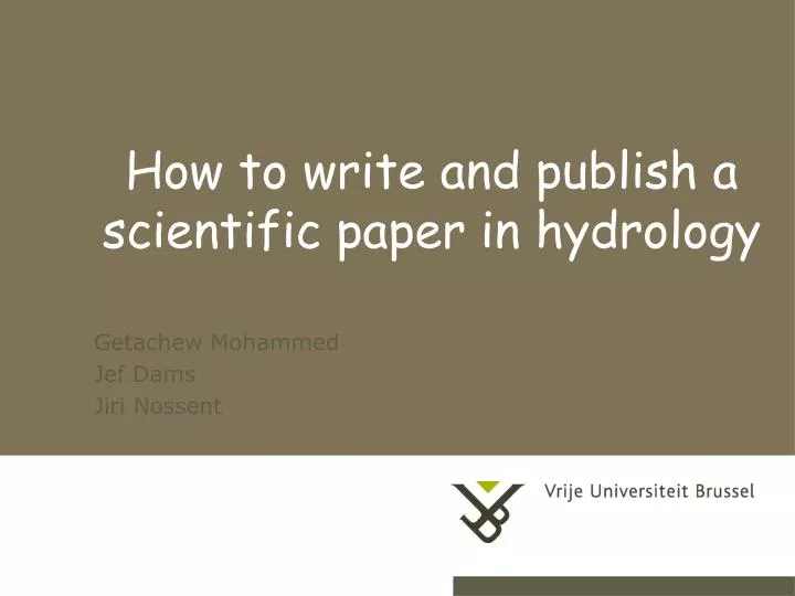 how to write and publish a scientific paper in hydrology