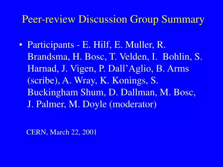 peer review discussion group summary
