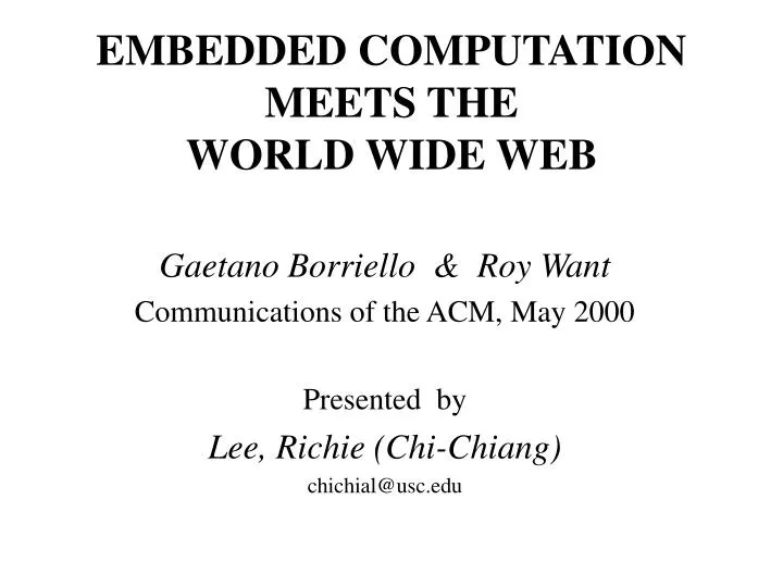 embedded computation meets the world wide web