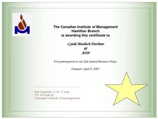 Don Spaetzel, C.I.M., P.Mgr. V.P. of Publicity Canadian Institute of Management