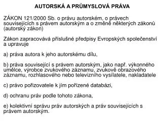 autorsk a pr myslov pr va