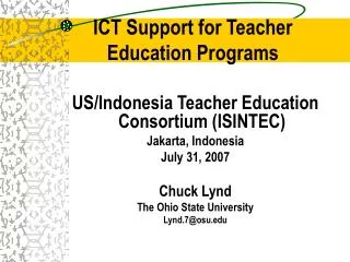 ICT Support for Teacher Education Programs