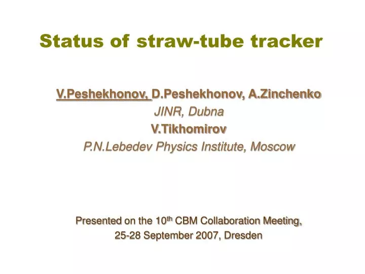 status of straw tube tracker