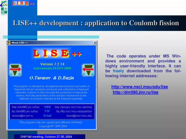 lise development application to coulomb fission