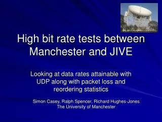 High bit rate tests between Manchester and JIVE