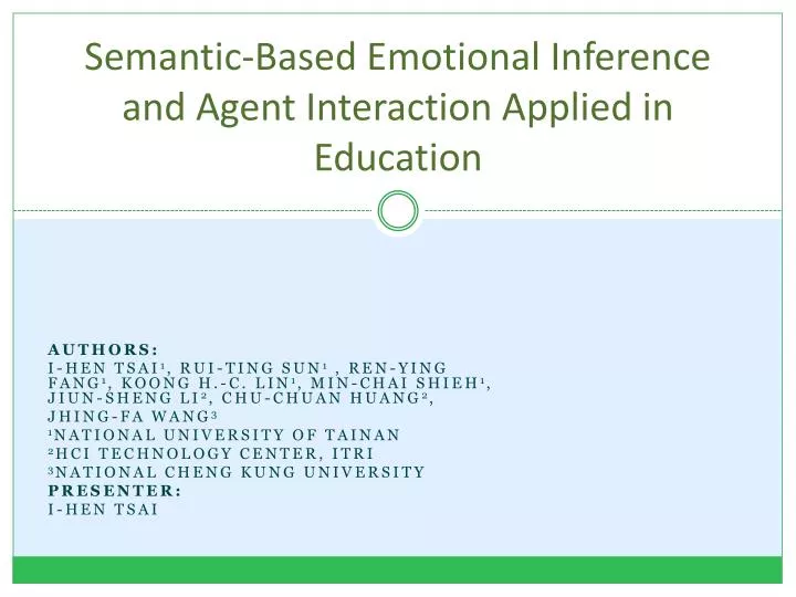 semantic based emotional inference and agent interaction applied in education