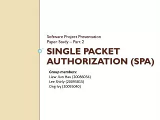 Single Packet Authorization (SPA)