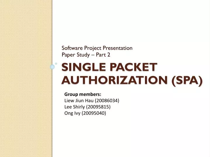 single packet authorization spa