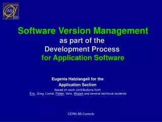 Software Version Management as part of the Development Process for Application Software