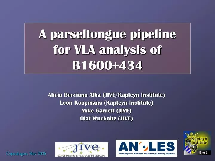 a parseltongue pipeline for vla analysis of b1600 434