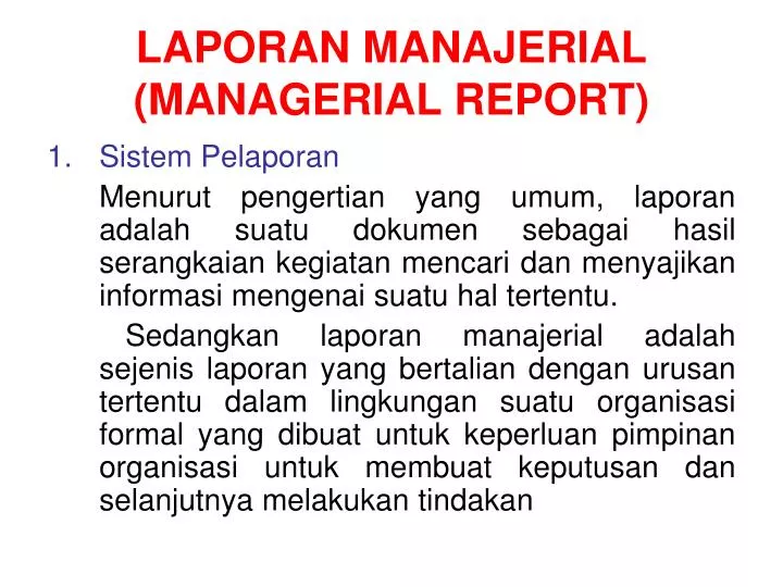 laporan manajerial managerial report