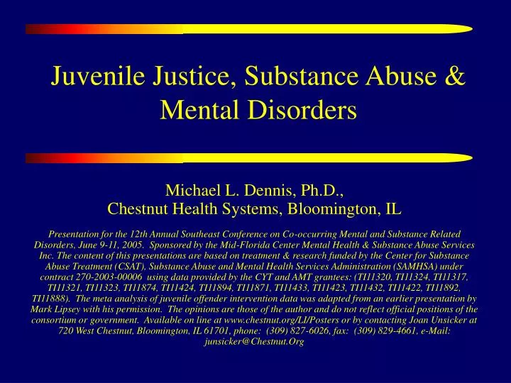 juvenile justice substance abuse mental disorders