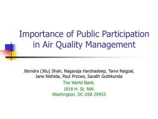 Importance of Public Participation in Air Quality Management