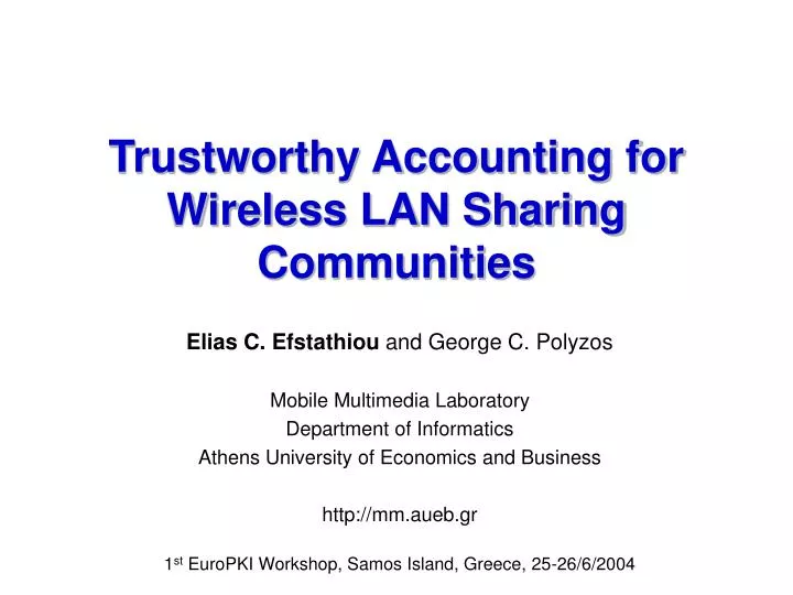 trustworthy accounting for wireless lan sharing communities