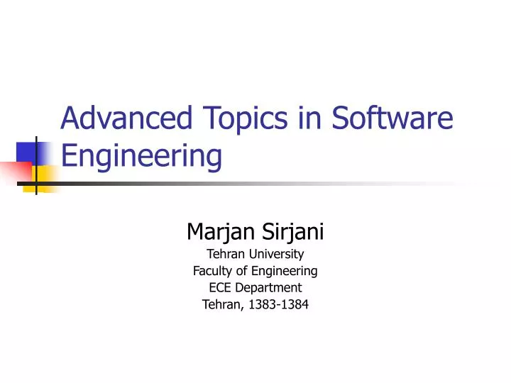 advanced topics in software engineering