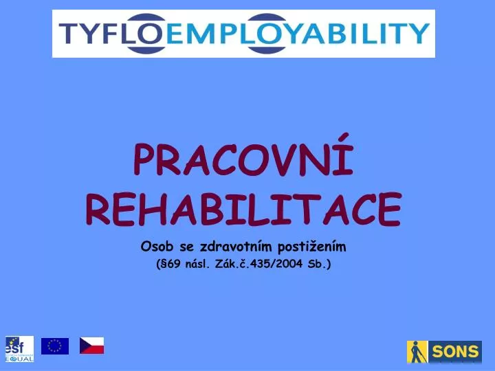 pracovn rehabilitace osob se zdravotn m posti en m 69 n sl z k 435 2004 sb