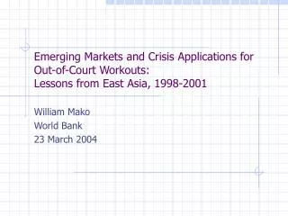 William Mako World Bank 23 March 2004