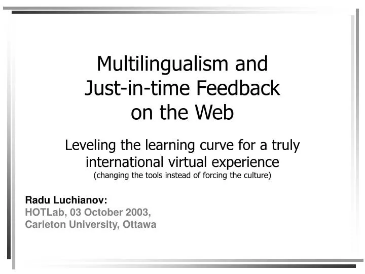 multilingualism and just in time feedback on the web