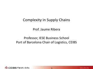 Supply Chain Complexity