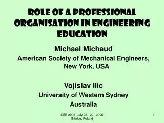 Role of a Professional organisation in Engineering Education