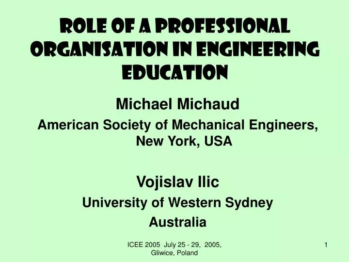 role of a professional organisation in engineering education