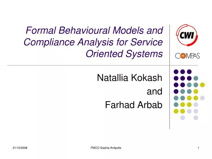 formal behavioural models and compliance analysis for service oriented systems