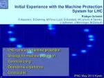 LHC cycle and machine protection Strategy for machine protection Commissioning - slide 1