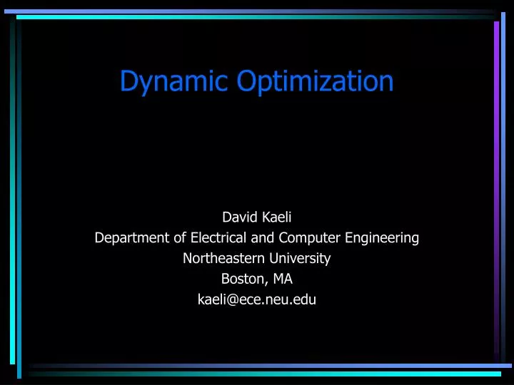 dynamic optimization