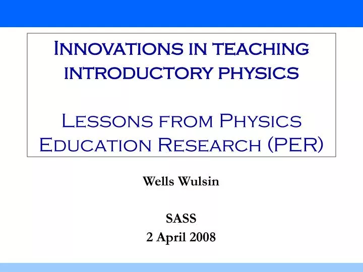 innovations in teaching introductory physics lessons from physics education research per