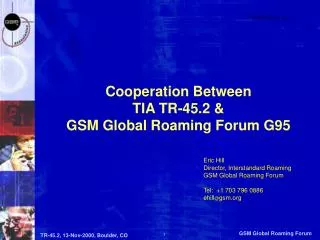 Cooperation Between TIA TR-45.2 &amp; GSM Global Roaming Forum G95