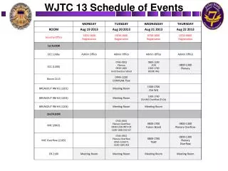 WJTC 13 Schedule of Events