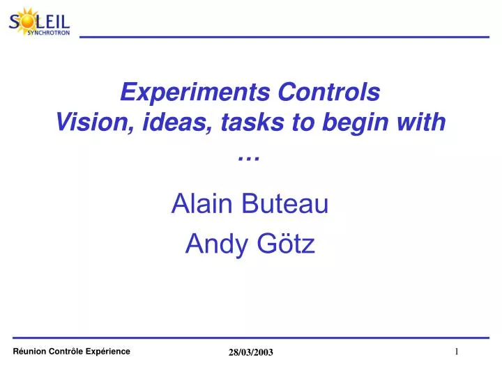 experiments controls vision ideas tasks to begin with