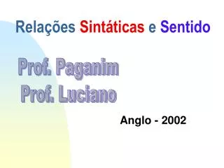 rela es sint ticas e sentido