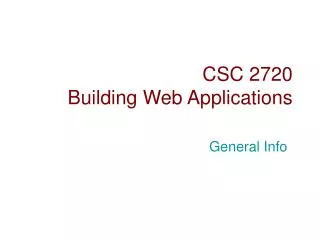 CSC 2720 Building Web Applications