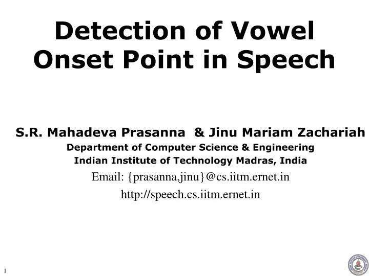 detection of vowel onset point in speech