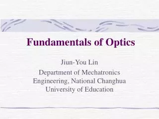 Fundamentals of Optics