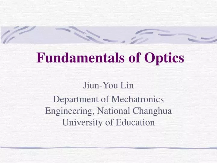 fundamentals of optics