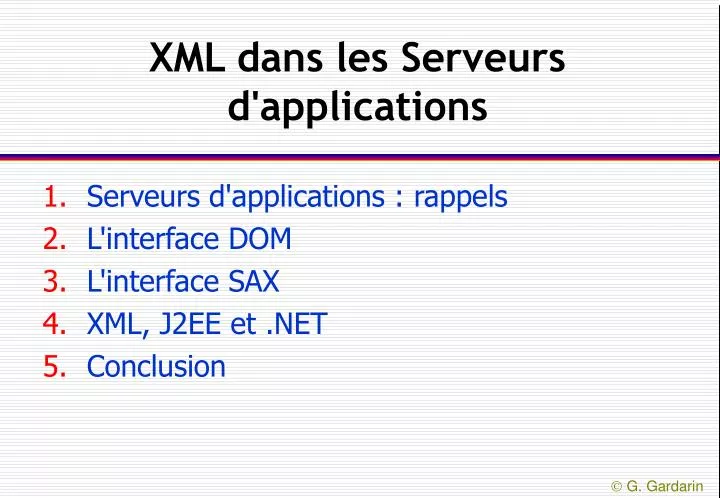 xml dans les serveurs d applications