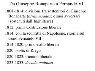 da giuseppe bonaparte a fernando vii