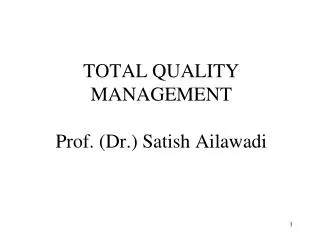 TOTAL QUALITY MANAGEMENT Prof. (Dr.) Satish Ailawadi