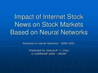 Impact of Internet Stock News on Stock Markets Based on Neural Networks