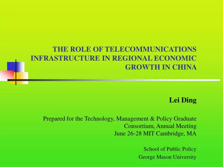 the role of telecommunications infrastructure in regional economic growth in china
