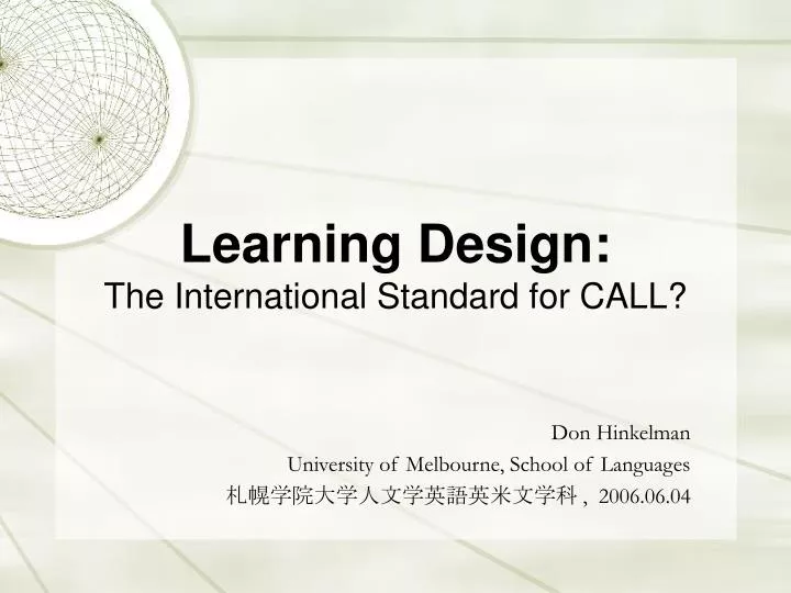 learning design the international standard for call
