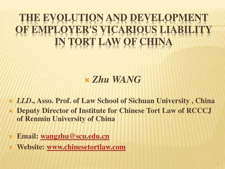 the evolution and development of employer s vicarious liability in tort law of china