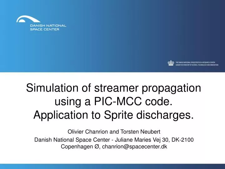 simulation of streamer propagation using a pic mcc code application to sprite discharges